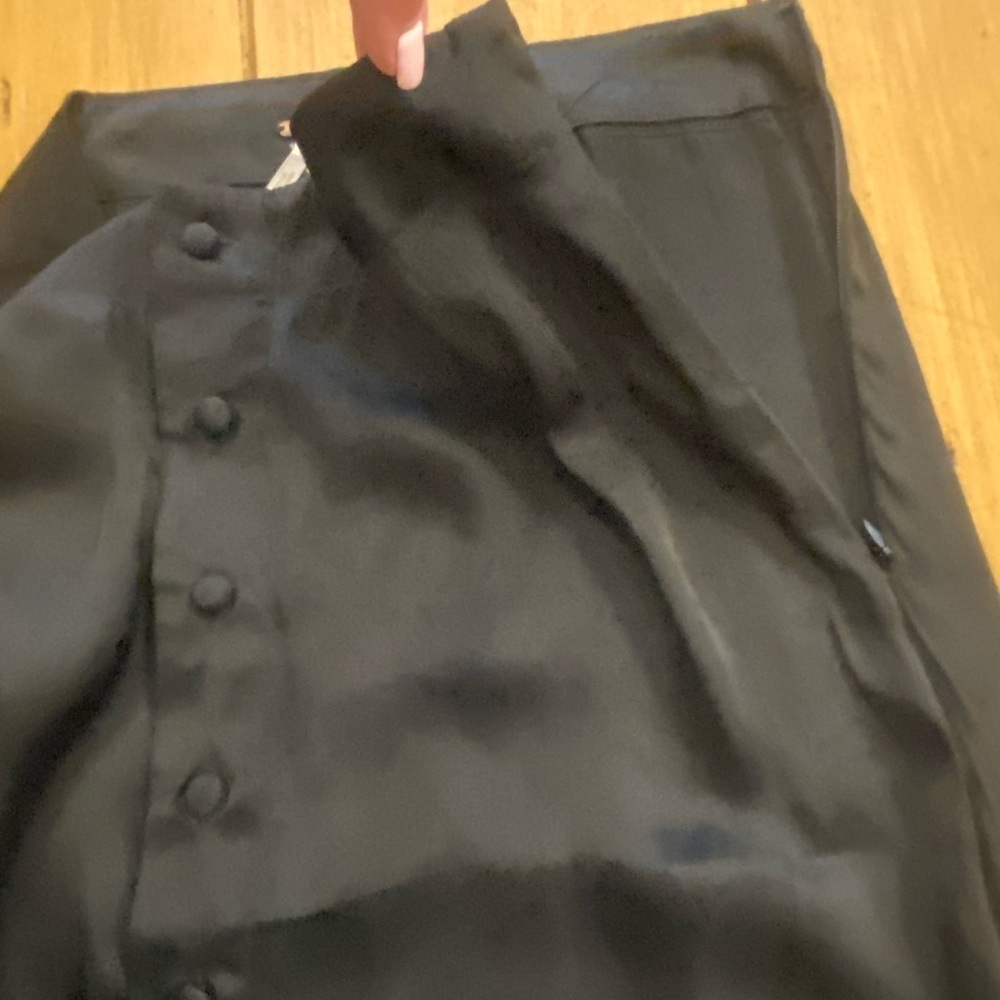 Free People Women’s Black Midi Analise Skirt Buttoned Satin New Small 4 - Picture 8 of 13